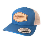 Len Thompson Hat - Leather Patch Trucker (Blue)